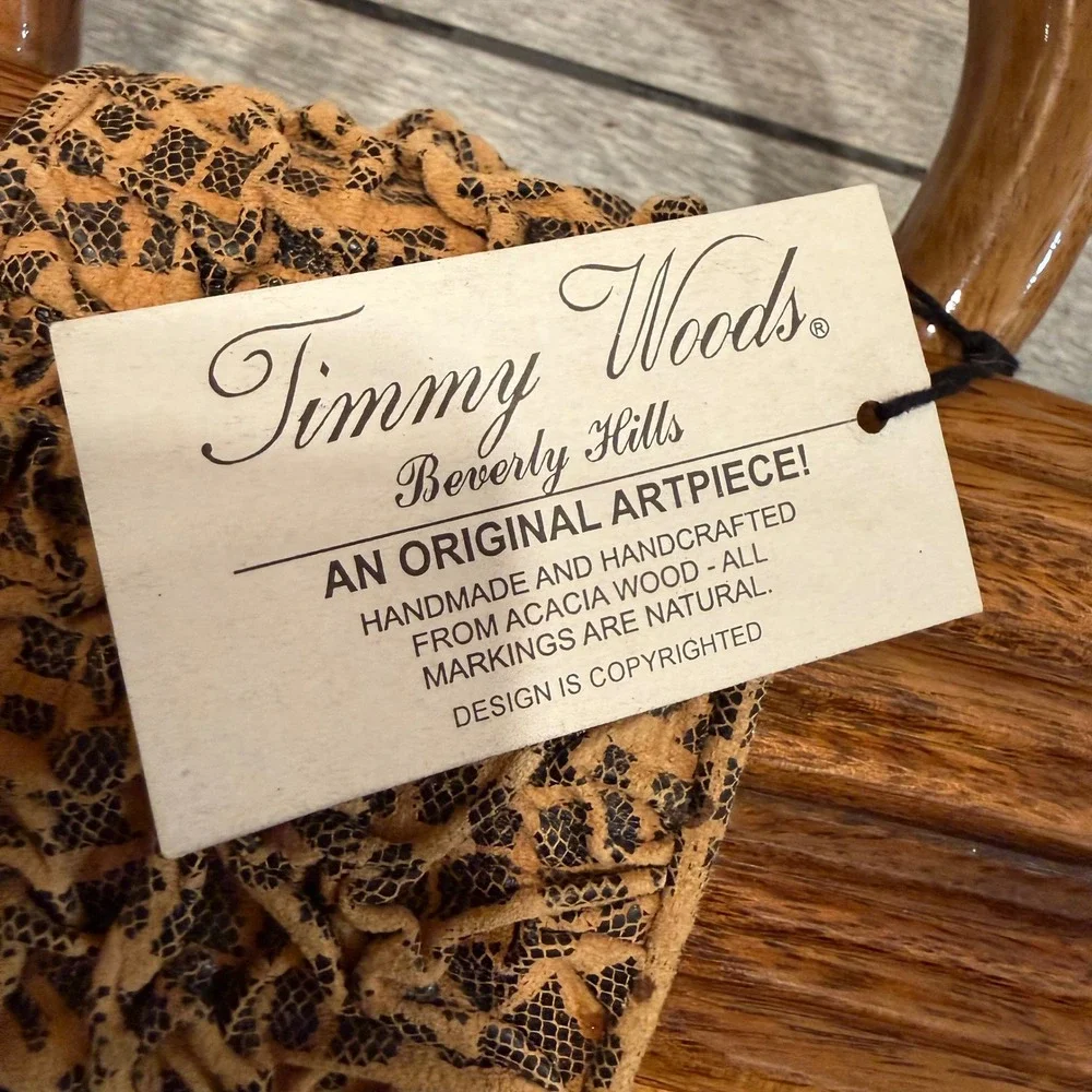 New Timmy Woods Beverly Hills Collectible Art Handmade Acacia Wood Purse Handbag